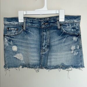 American Eagle Outfitters Distressed Blue Mini Skirt
